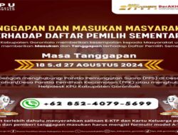 KPU Kabupaten Gorontalo Terima Tanggapan Masyarakat Terkait Daftar Pemilih Sementara, Periode 18-27 Agustus 2024