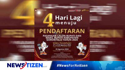 Hitung Mundur Pendaftaran Calon Bupati dan Wakil Bupati Kabupaten Gorontalo 2024, Tersisa 4 Hari Lagi
