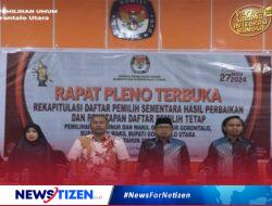 KPU Gorontalo Utara Gelar Rapat Pleno Terbuka Penetapan DPT Pemilihan 2024