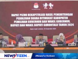 KPU Kabupaten Gorontalo Gelar Rapat Pleno Rekapitulasi Hasil Perhitungan Suara Pilkada 2024 di Aula Baitul Izzah Limboto