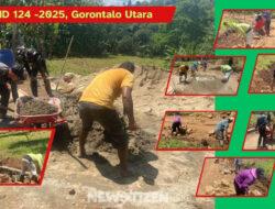 Tangguh Hadapi Cuaca Ekstrem, Satgas TMMD 124 dan Warga Ombulodata Kompak Bangun Talut Jalan Tani
