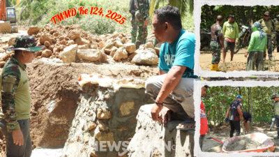 Tegas dan Peduli, Dansatgas TMMD 124 Kawal Ketat Progres Plat Dekker di Jalan Tani Ombulodata