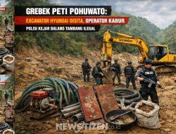 Grebek PETI Pohuwato: Excavator Hyundai Disita, Operator Kabur – Polisi Kejar Dalang Tambang Ilegal