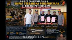 Brutal di Lokasi PETI Hulawa: Empat Tersangka Penganiayaan Bersenjata Tajam Diringkus Polisi