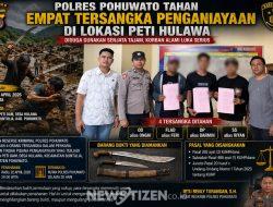 Brutal di Lokasi PETI Hulawa: Empat Tersangka Penganiayaan Bersenjata Tajam Diringkus Polisi