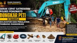 Gerak Cepat Satreskrim Polres Pohuwato Bongkar PETI di Marisa, Excavator dan Peralatan Tambang Diamankan