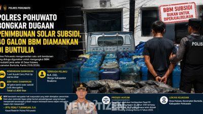Polres Pohuwato Bongkar Dugaan Penimbunan Solar Subsidi, 40 Galon BBM Diamankan di Buntulia