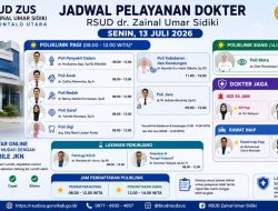 RSUD ZUS Gorontalo Utara Siapkan Layanan Lengkap Awal Pekan, Cek Jadwal Dokter Spesialis Senin, 13 Juli 2026