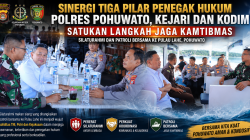 Sinergi Tiga Pilar Penegak Hukum Makin Solid, Polres Pohuwato, Kejari, dan Kodim Satukan Langkah Jaga Kamtibmas