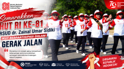 RSUD dr. Zainal Umar Sidiki Semarakkan HUT RI ke-81 Lewat Partisipasi Gerak Jalan