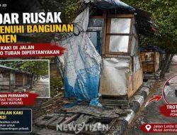 Trotoar Rusak dan Dipenuhi Bangunan Permanen, Hak Pejalan Kaki di Jalan Letda Sucipto Tuban Dipertanyakan