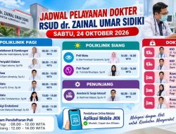 Jadwal Dokter RSUD dr. Zainal Umar Sidiki Sabtu 24 Oktober 2026, Berikut Layanan dan Dokter yang Bertugas